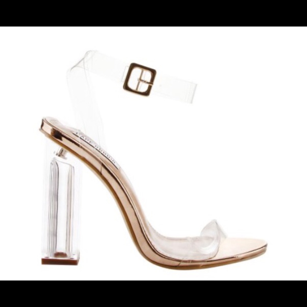 Strappy clear block chunky Heel - Picture 2 of 2